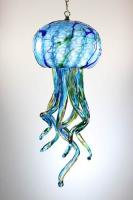Opal Art Glass - Lamp - Jellyfish - Aqua